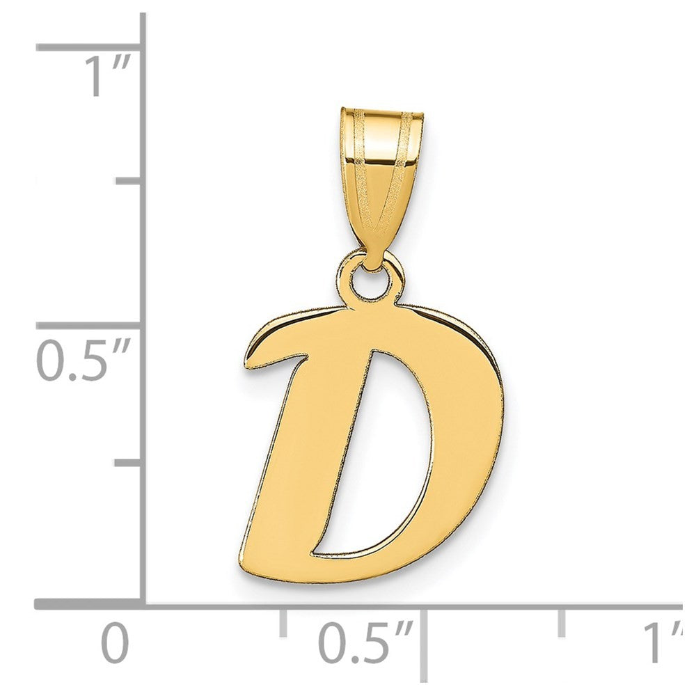 14k Yellow Gold Polished Script Letter D Initial Pendant