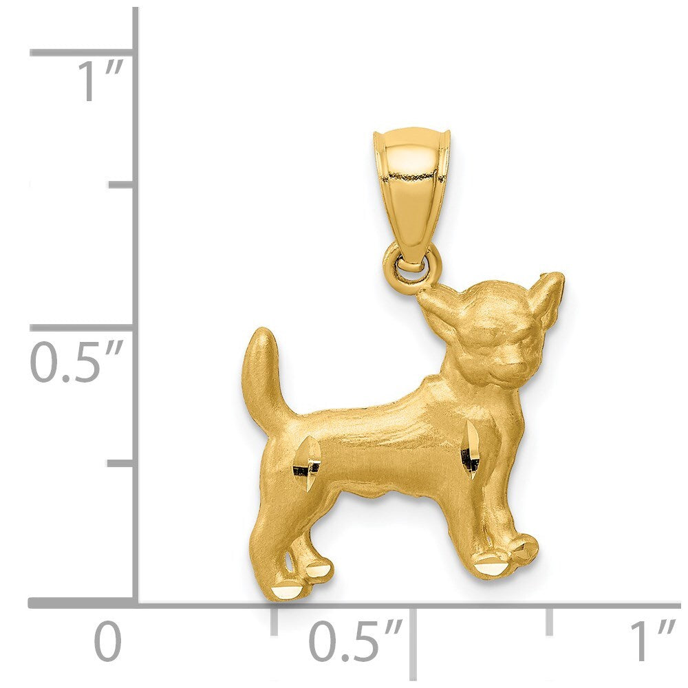 14k Yellow Gold Diamond-cut Chihuahua Pendant for Women