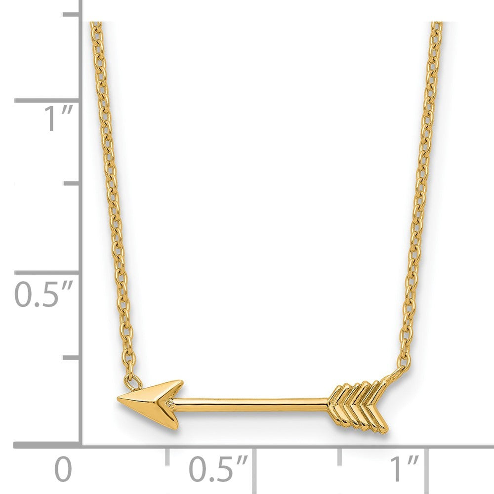 14k Yellow Gold Polished Arrow 17 inch Necklace