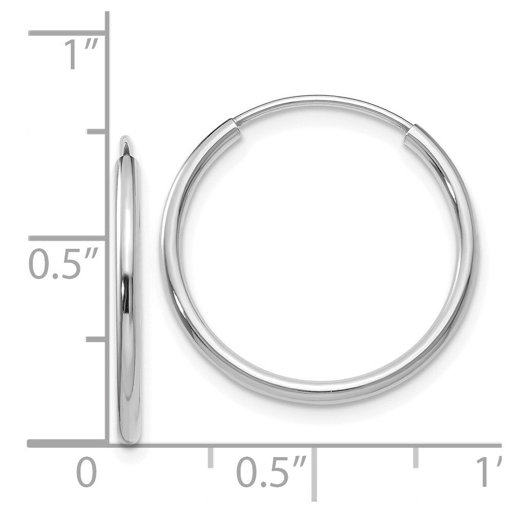14k White Gold 1.5mm Polished Endless Hoop Earrings Gift for Women