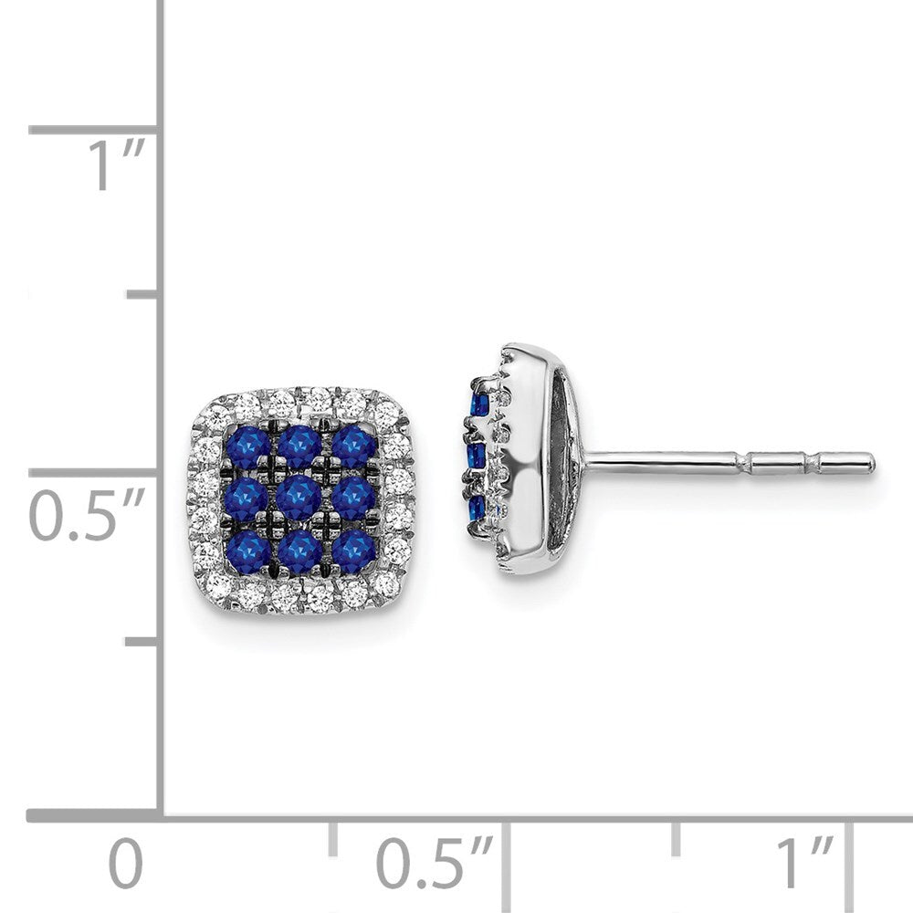 14k White Gold Diamond and Sapphire Stud Earrings