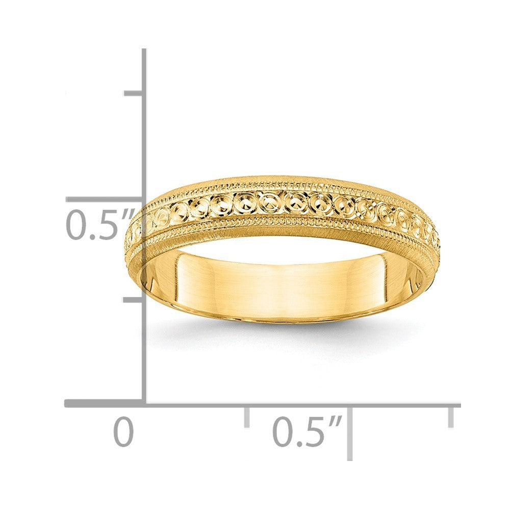 14k Yellow Gold 3mm Design Etched Wedding Band Ring Size 8.5