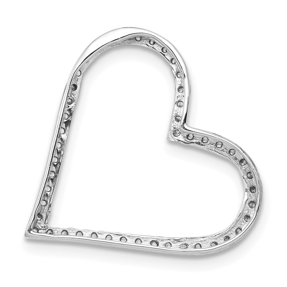 14k White Gold 1/6ct. Diamond Heart Chain Slide Pendant for Women