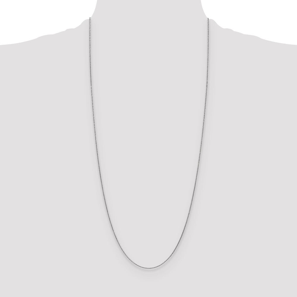14K White Gold 30 inch 1mm Round Open Link Cable with Lobster Clasp Chain
