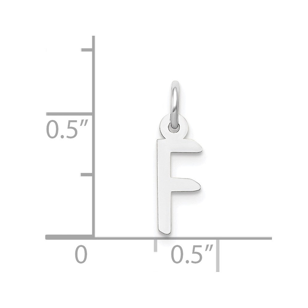 14k White Gold Small Slanted Block Letter F Initial Charm Pendant for Women