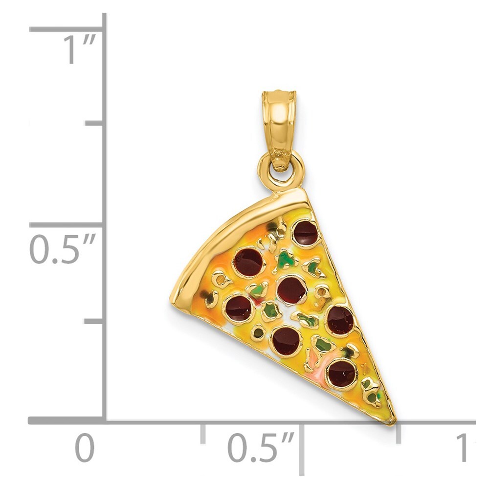 14k Yellow Gold Enameled Pizza Slice Pendant for Women