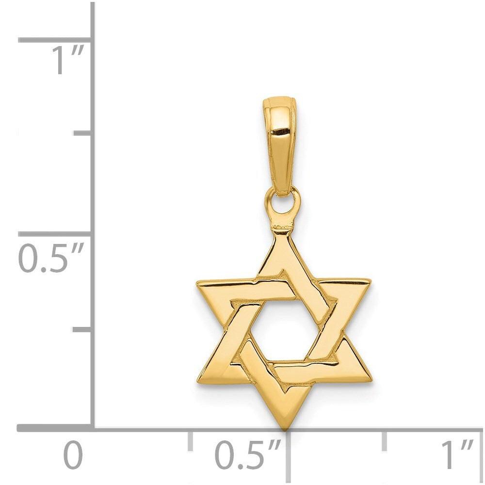 14k Yellow Gold Polished Star of David Pendant for Women