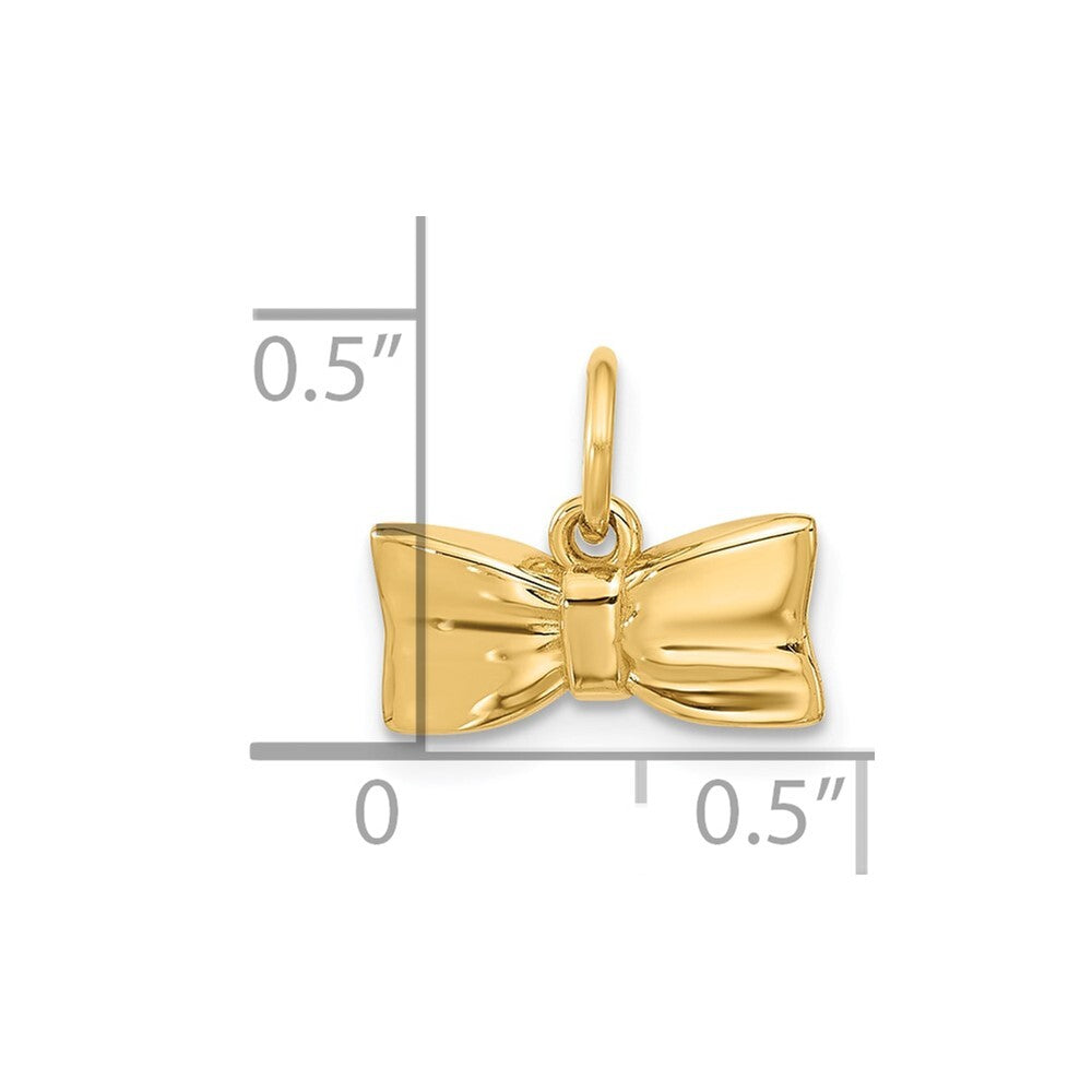 14k Yellow Gold Fancy Half Hair Bow Pendant for Women