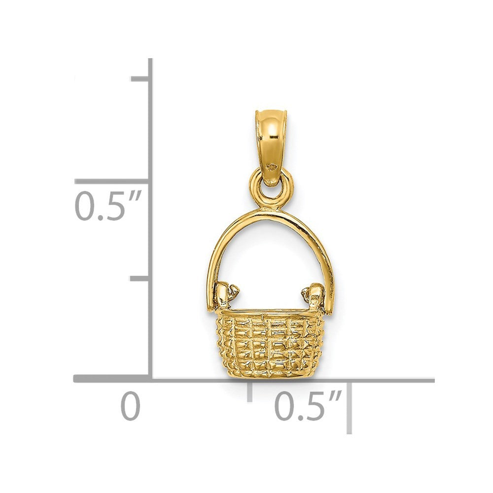 14k Yellow Gold 3-D Moveable Handle Basket Charm