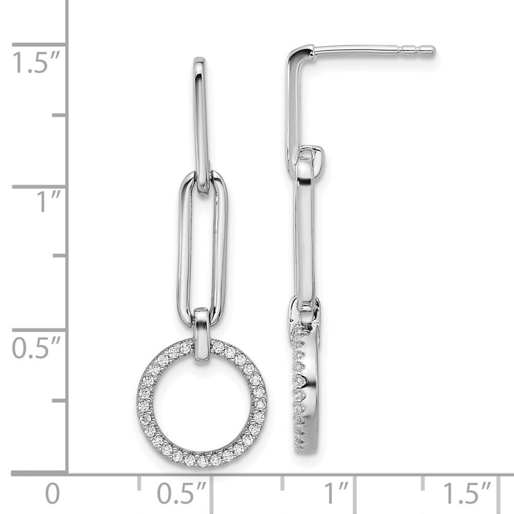 Sterling Silver Rhodium-plated Cubic Zirconia Dangle Post Earrings