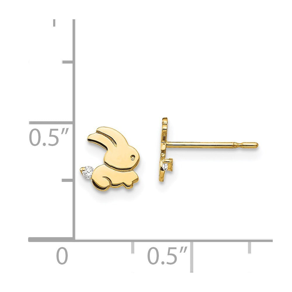14k Yellow Gold Cubic Zirconia Children's Bunny Stud Earrings