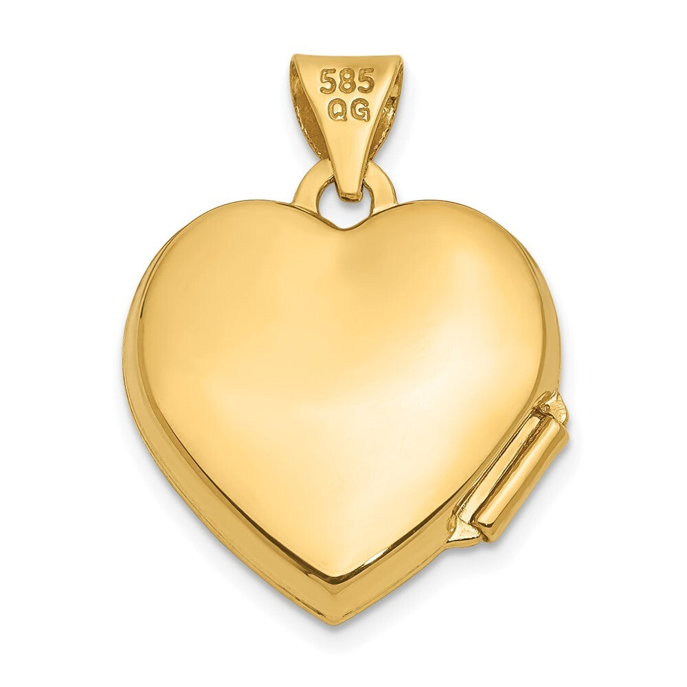 14k Yellow Gold Scroll Heart Locket Pendant for Women