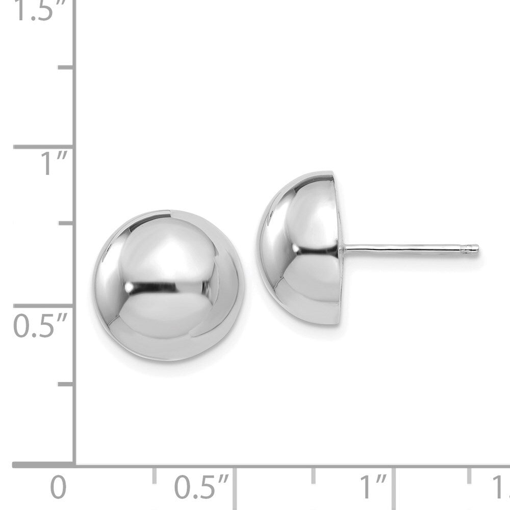 14k White Gold 12mm Half Ball Stud Earrings Gift for Women