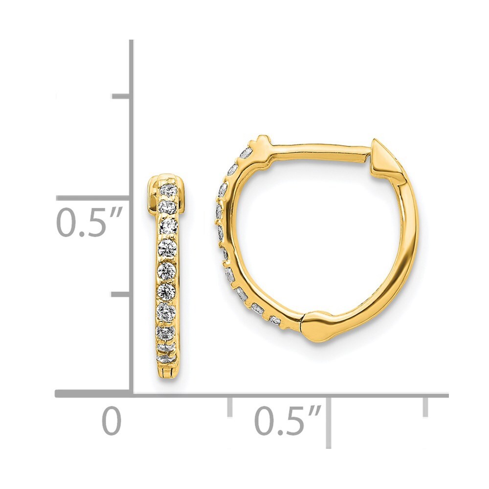 14k Yellow Gold Diamond Hinged Hoop Earrings