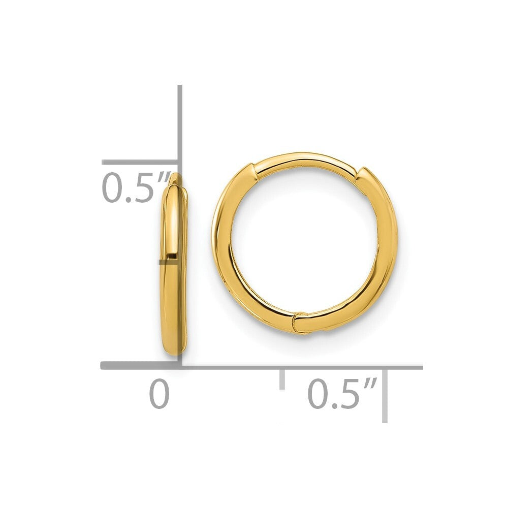 14k Yellow Gold Polished 1.45mm Hinged Huggie Hoop Earrings Gift for Women