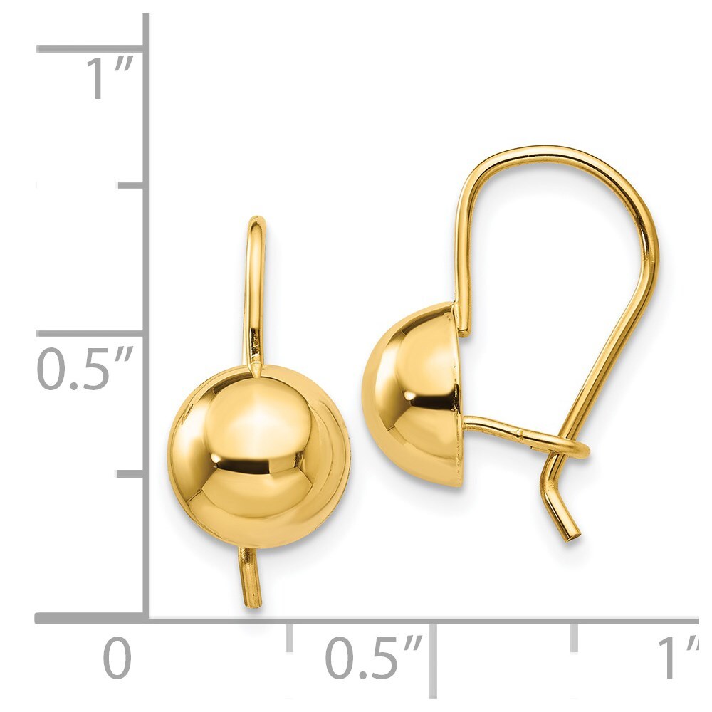 14k Yellow Gold 8.00mm Hollow Half Ball Stud Earrings Gift for Women