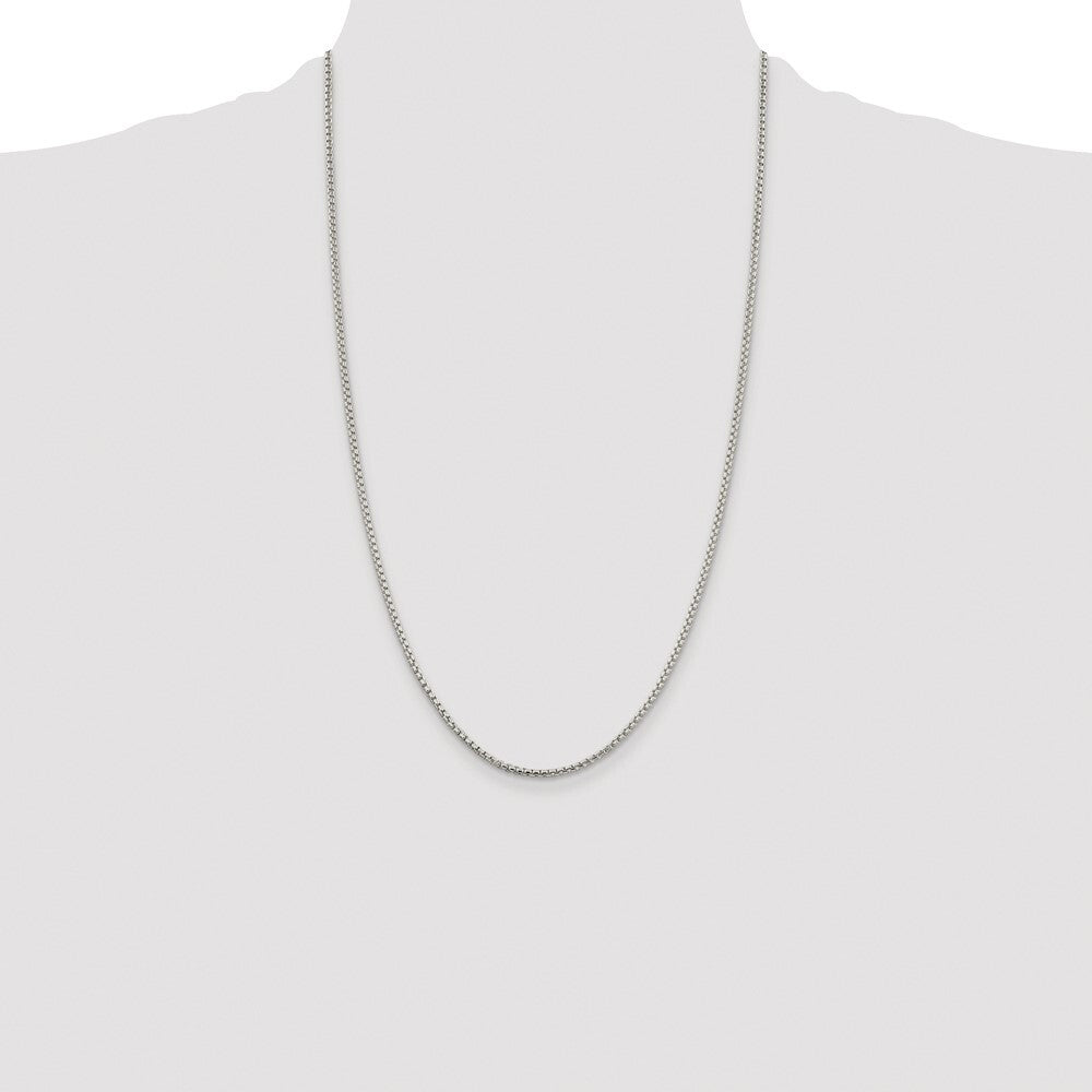 Sterling Silver Rhodium-plated 2mm Round Box Chain
