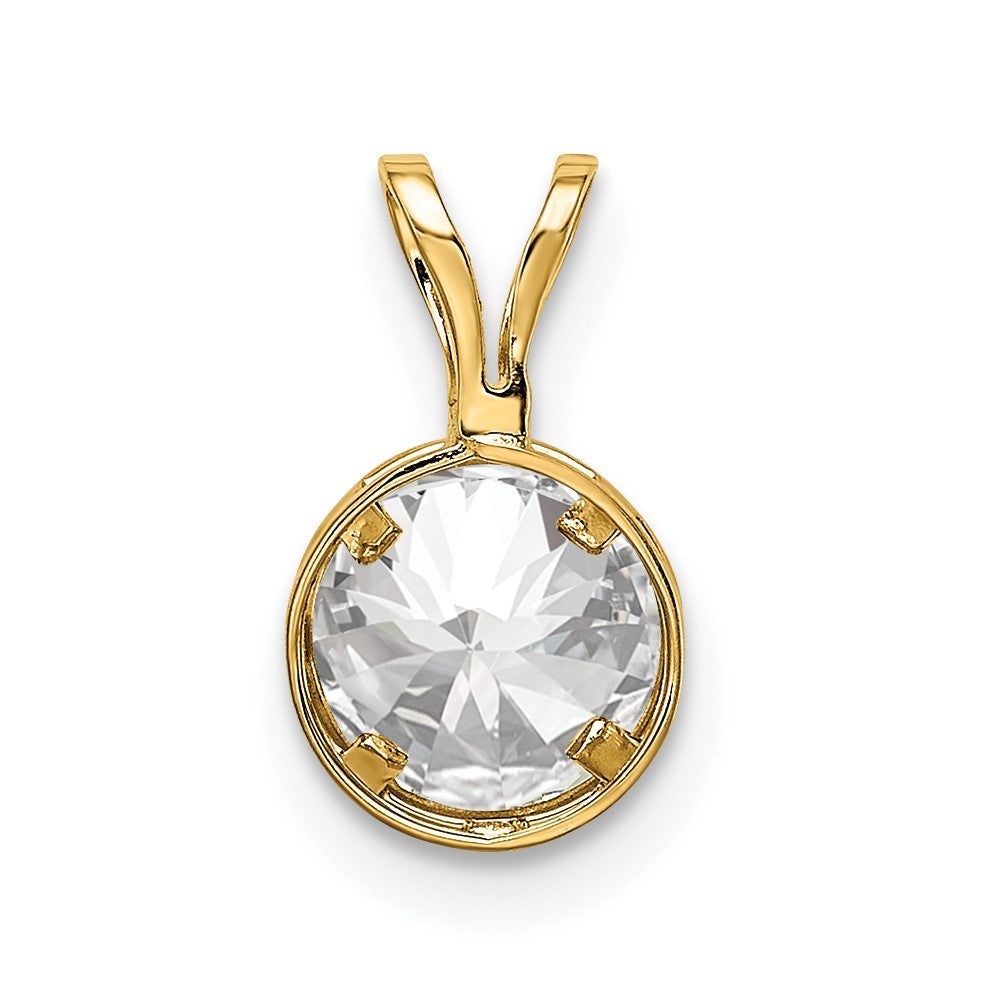 14k Yellow Gold 6mm Round Cubic Zirconia Bezel Pendant