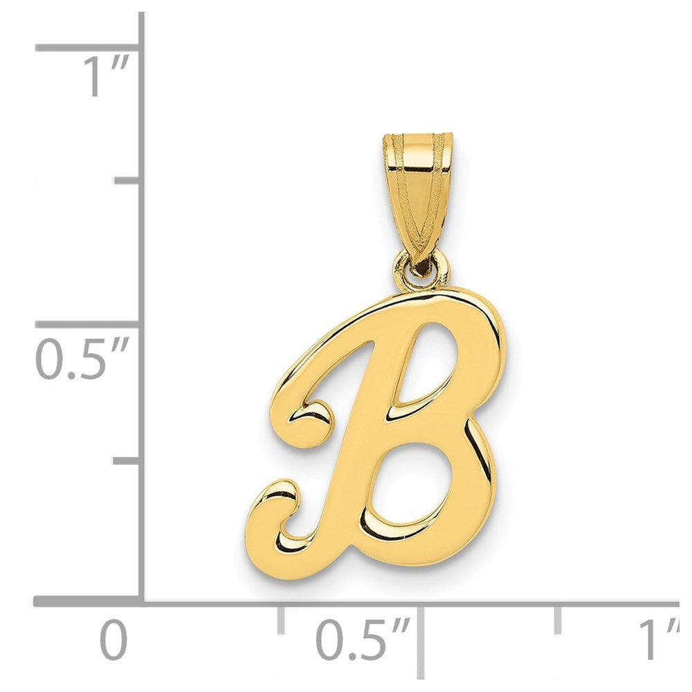 14k Yellow Gold Script Letter B Initial Pendant