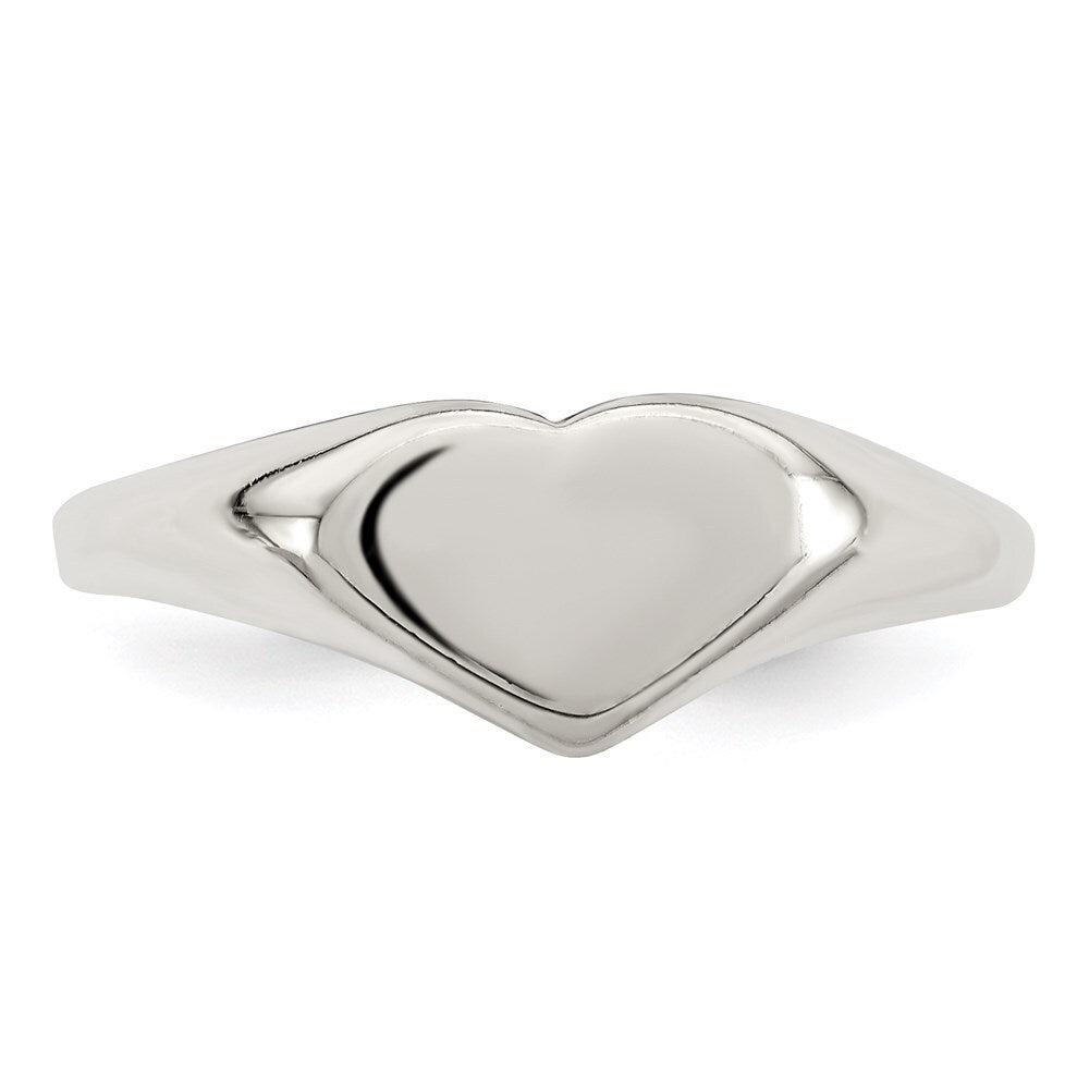 Sterling Silver Heart Signet Ring Size 6