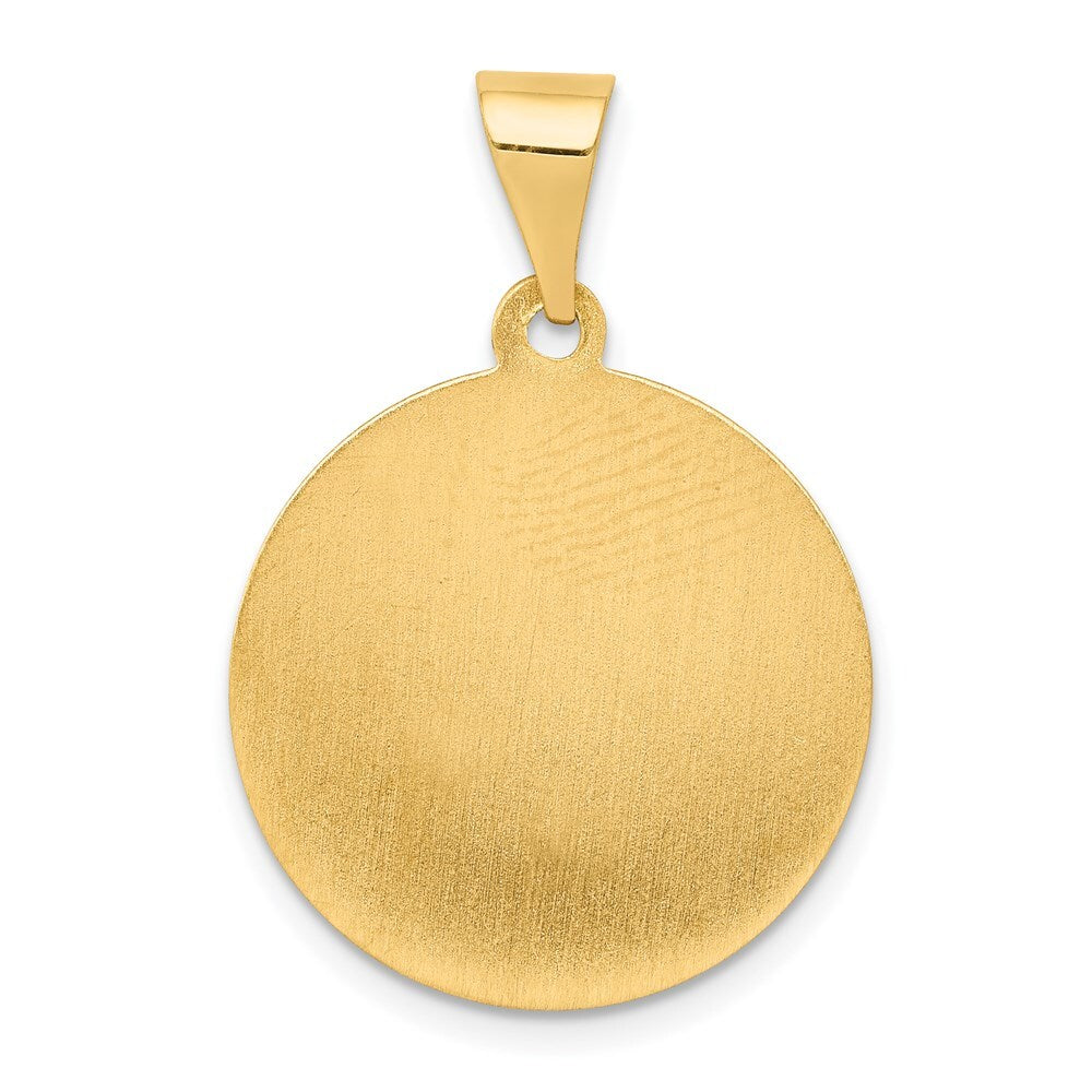 14k Yellow Gold Polished and Satin St Matthew Medal Hollow Pendant for Women
