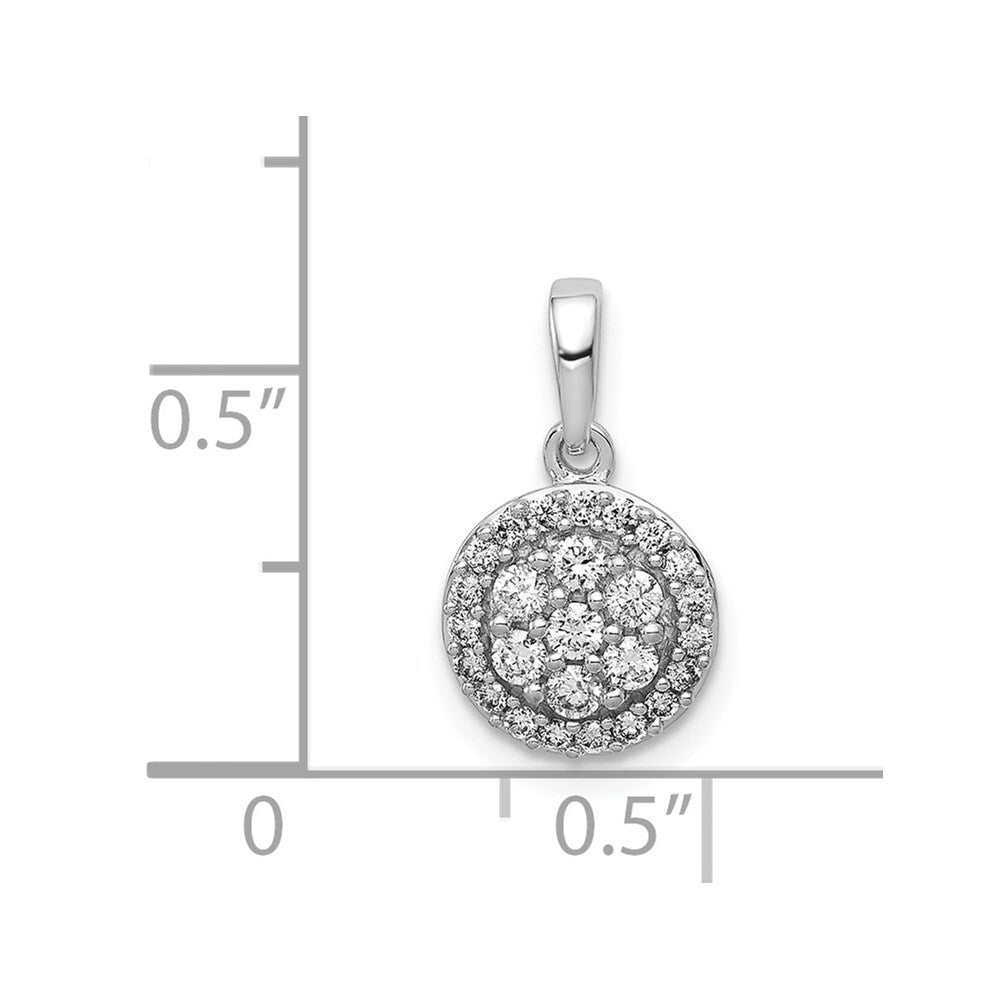 14k White Gold 1/4ct. Diamond Round Halo Cluster Pendant for Women