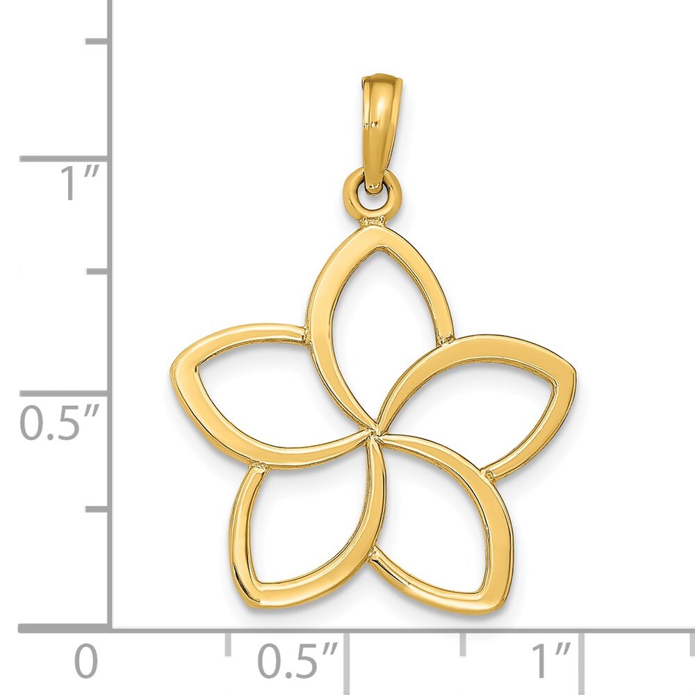14k Yellow Gold Polished Cut Out Flower Pendant for Women