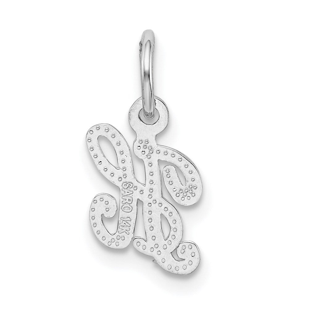 14k White Gold Casted Script Letter H Initial Charm Pendant for Women