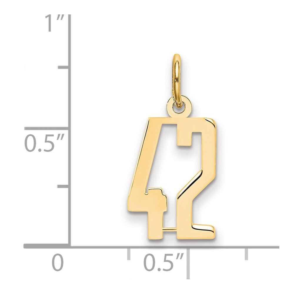 14k Yellow Gold Small Elongated Number 42 Charm Pendant for Women