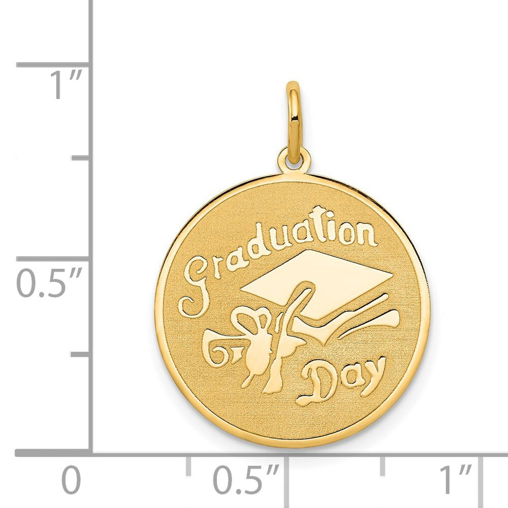 14k Yellow Gold GRADUATION DAY Disc Charm Pendant for Women