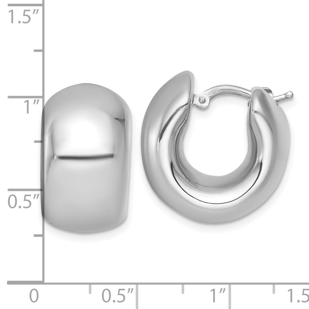 Sterling Silver Rhodium-plated Polished 12.00mm x 20mm Hollow Hoop Earrings