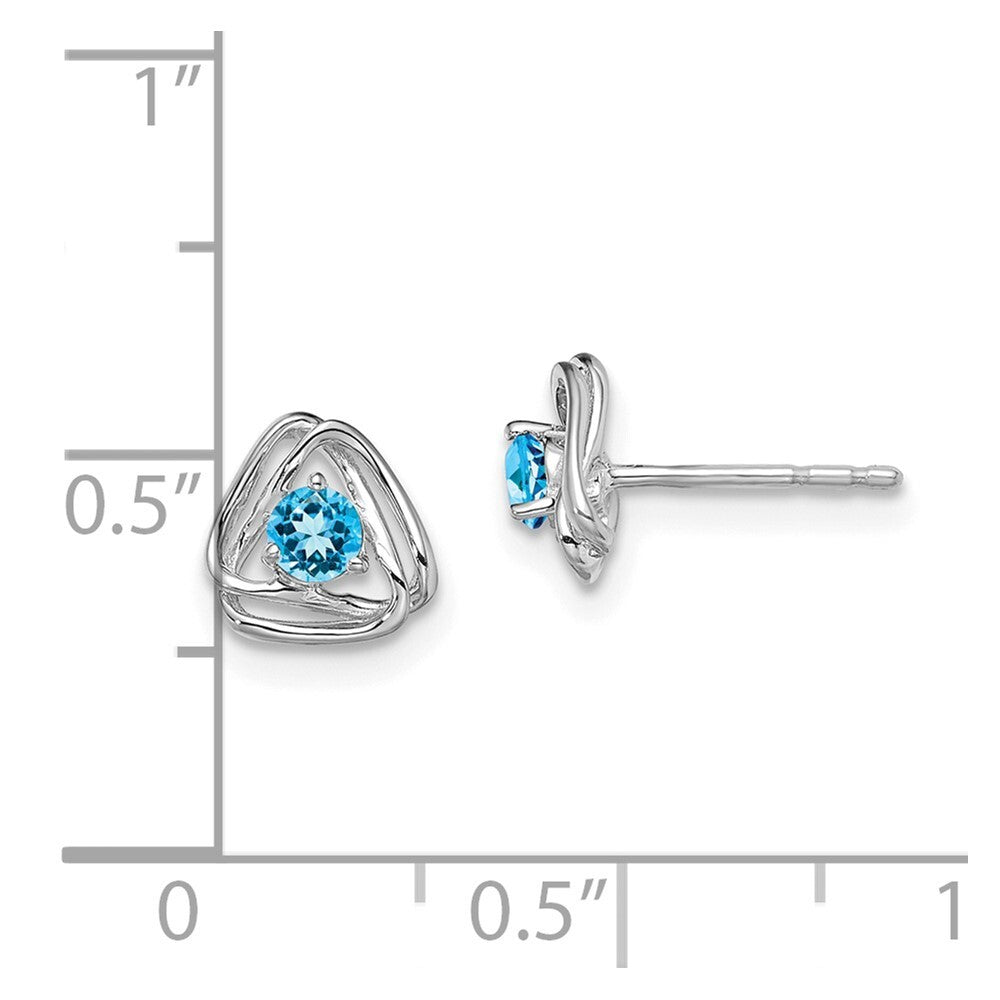 14k White Gold Blue Topaz Stud Earrings Gift for Women