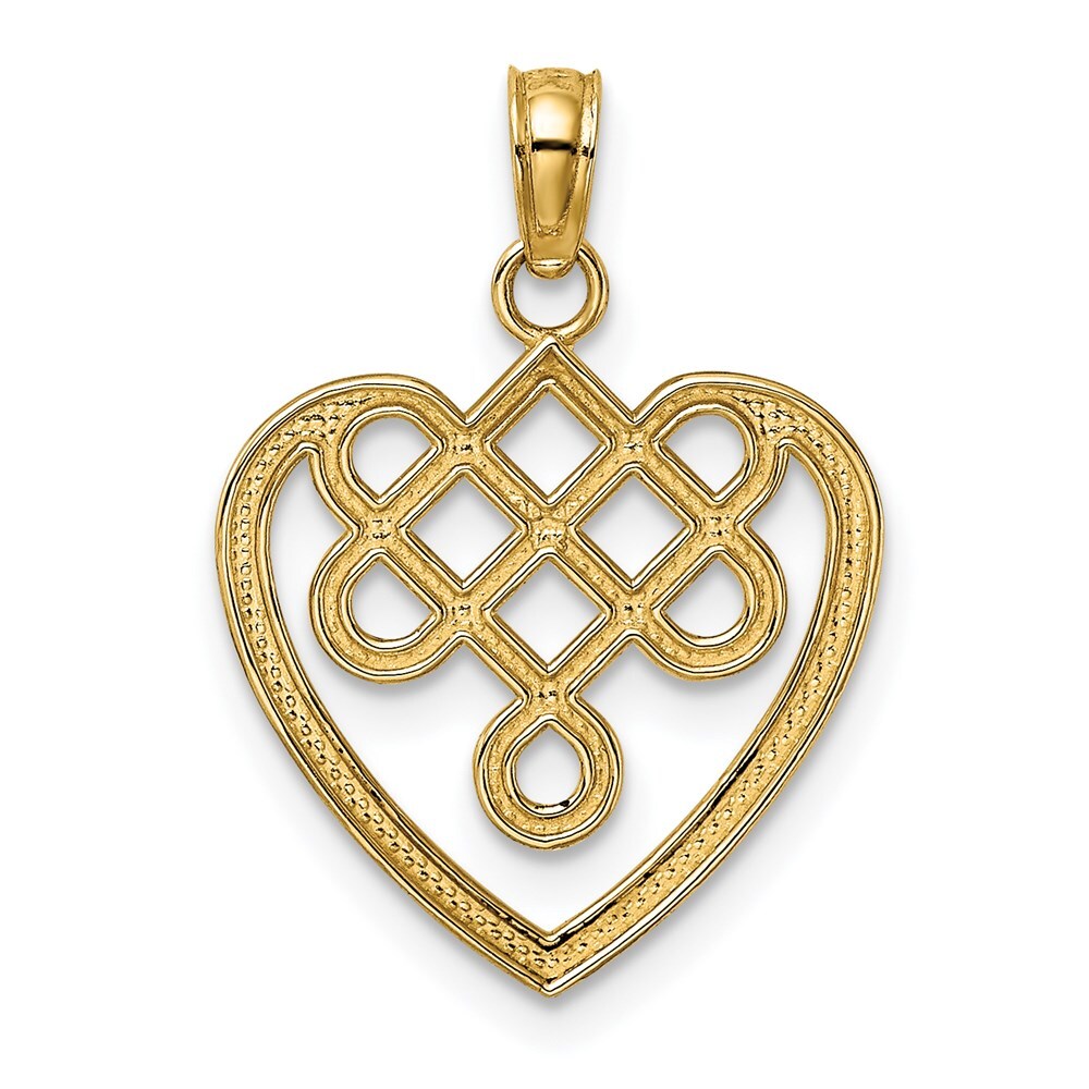 14k Yellow Gold Small Celtic Knot Heart Charm Pendant for Women