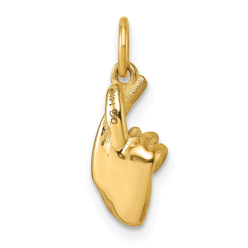 14k Yellow Gold Polished Fingers Crossed Hand Pendant