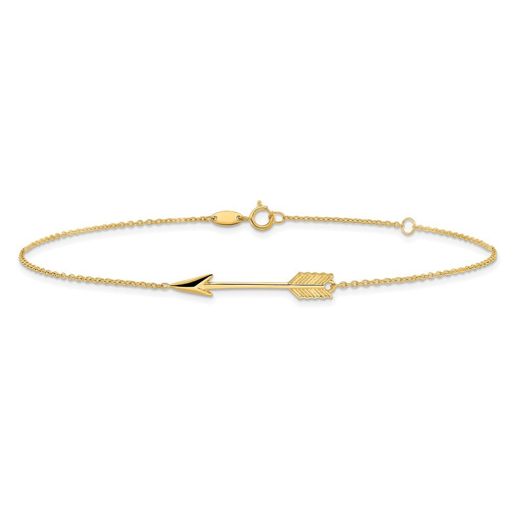 14k Yellow Gold Polished Arrow 10" Anklet