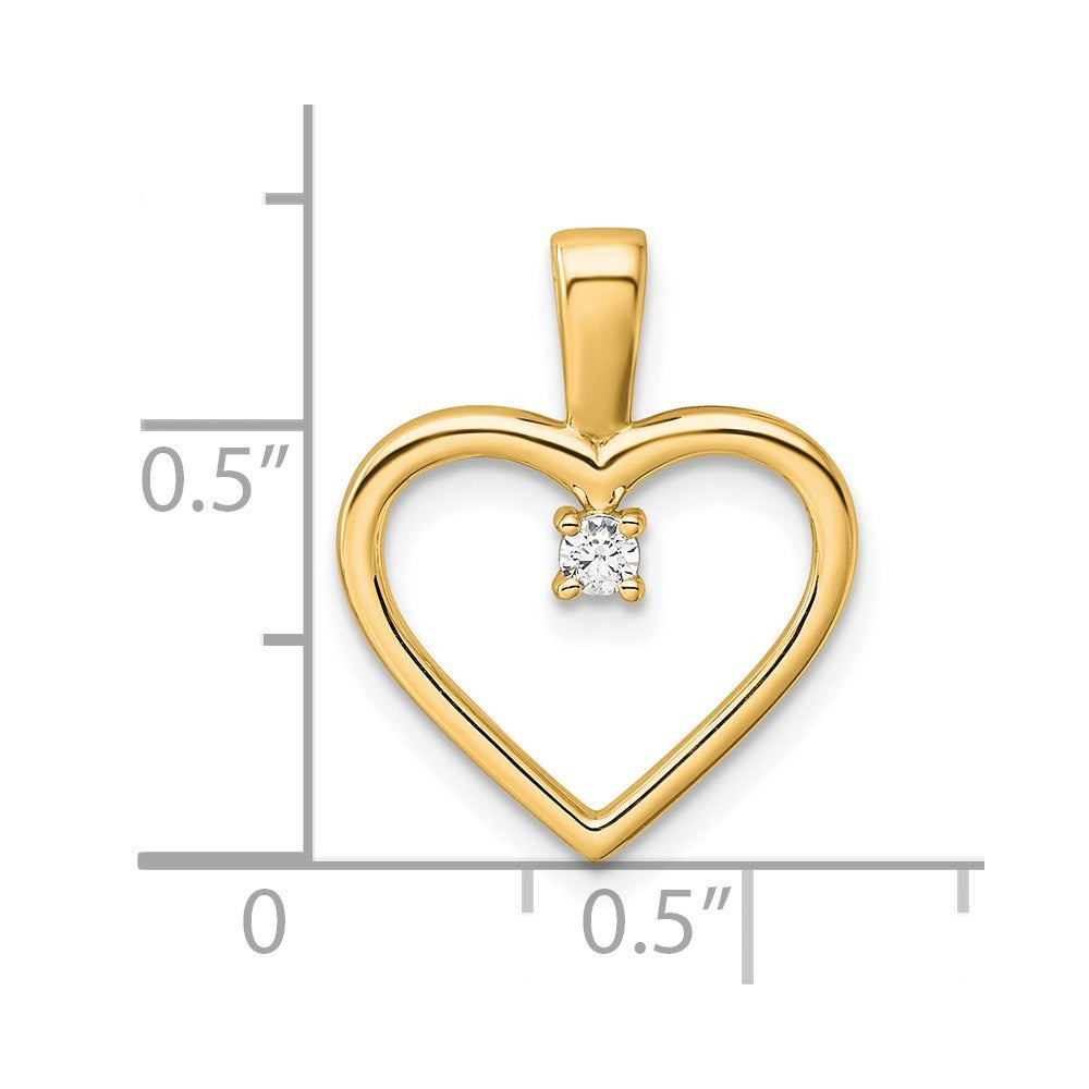 14k Yellow Gold AA .05ct. Diamond Heart Pendant