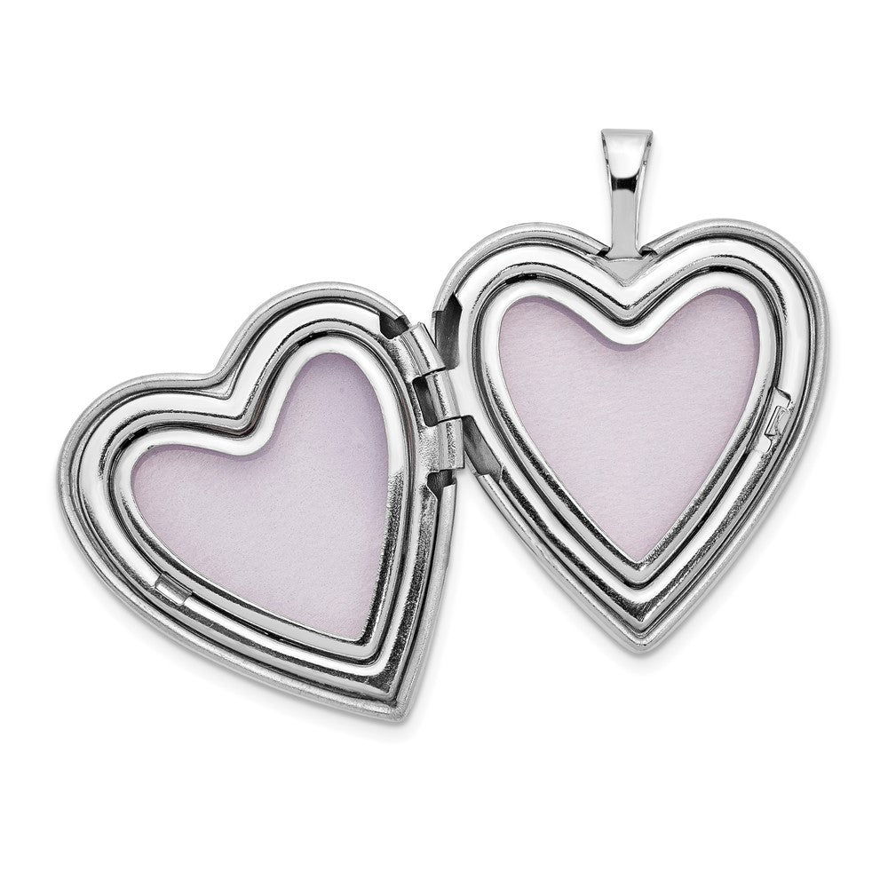 14k White Gold 20mm Flower Vine Border Heart Locket