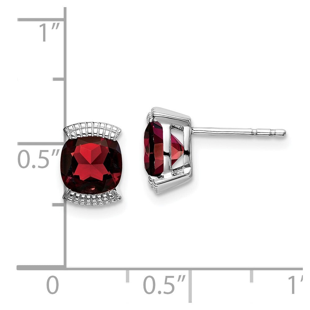 14k White Gold Garnet Stud Earrings