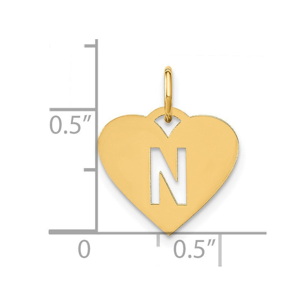 14k Yellow Gold Initial Letter N Initial Charm Pendant