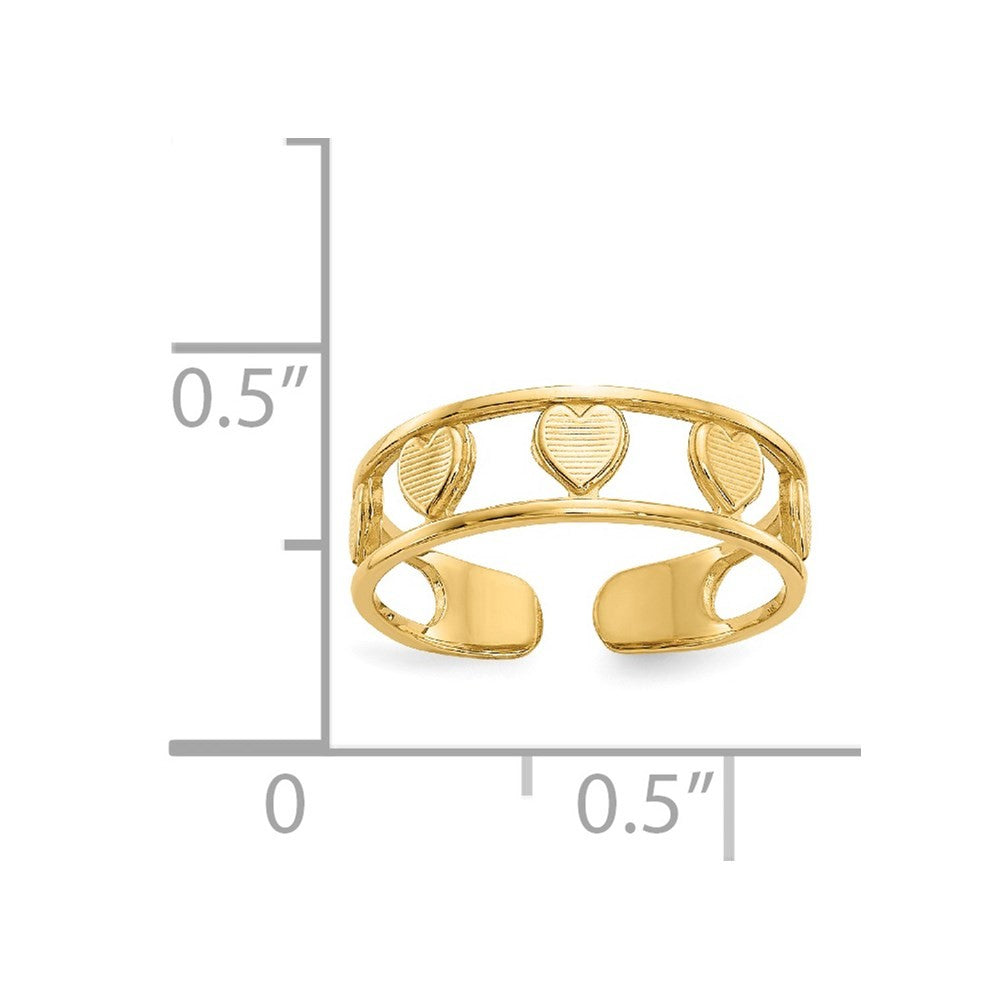 14k Yellow Gold Heart Toe Ring