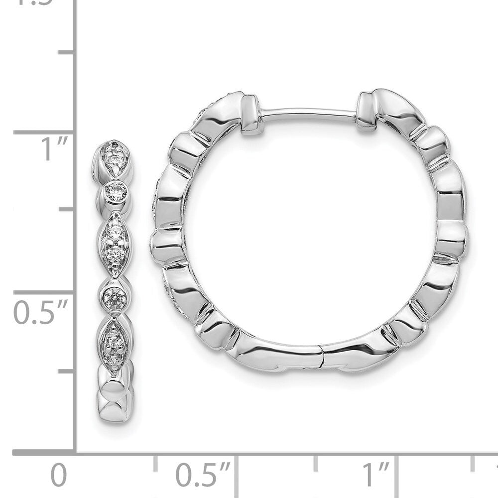 14k White Gold Diamond Hinged Hoop Earrings