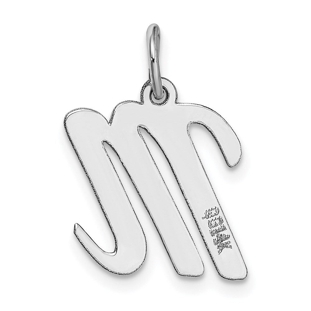 14k White Gold Medium Script Letter M Initial Charm Pendant for Women