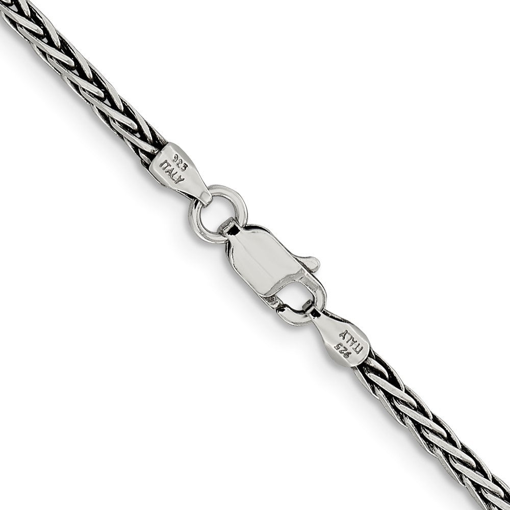 Sterling Silver Antiqued 2.2mm Solid Square Spiga Chain Necklace