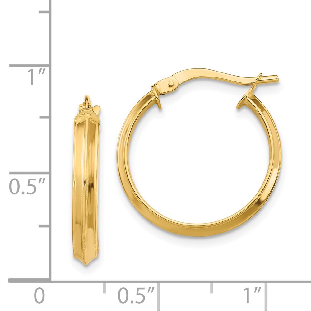 14k Yellow Gold Polished Medium 3mm Hoop Earrings Gift for Women
