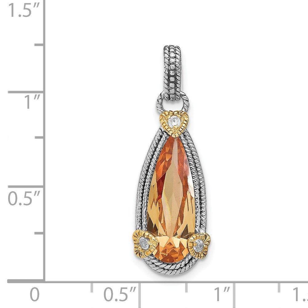Sterling Silver & Vermeil Rhodium-plated Champagne Cubic Zirconia Pendant