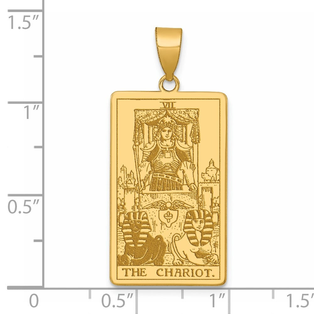 14k Yellow Gold The Chariot Tarot Card Pendant for Women