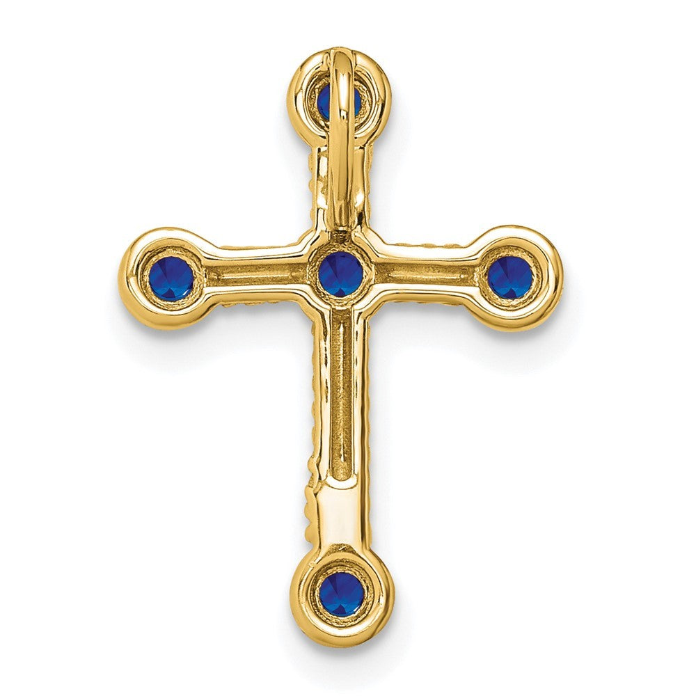14k Yellow Gold Sapphire Cross Chain Slide