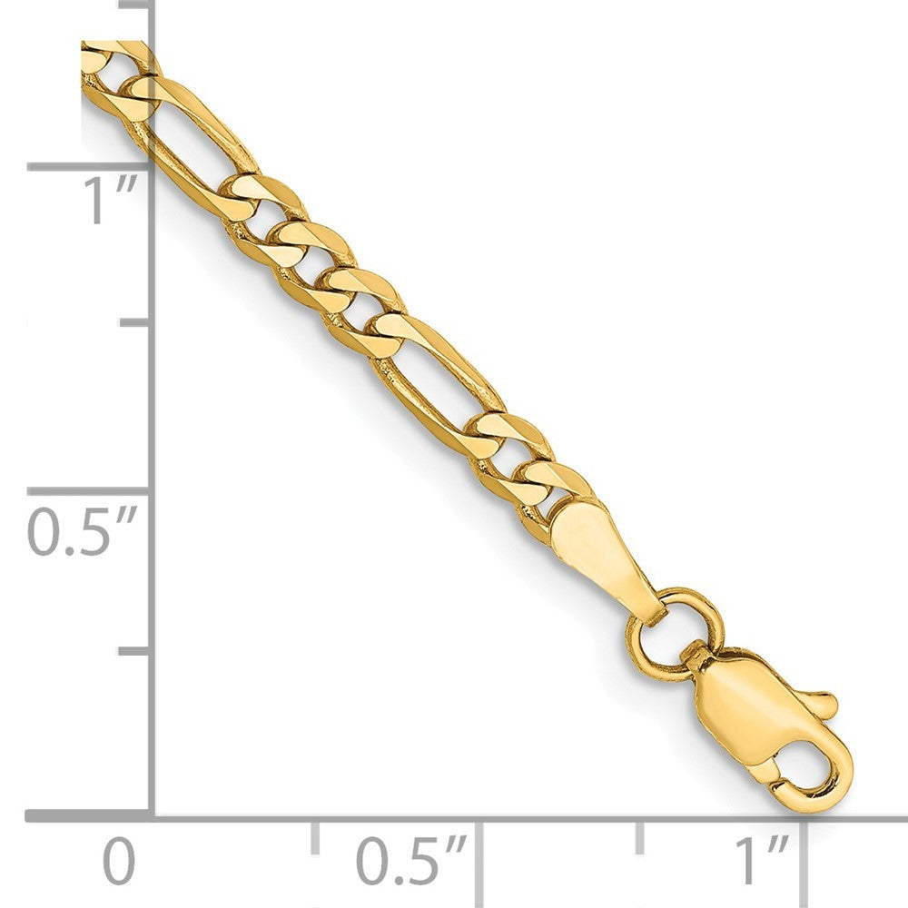 14k Yellow Gold 6 inch 3mm Flat Figaro Bracelet