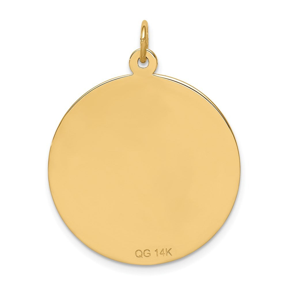14k Yellow Gold 25mm Round Non-enameled Medical Jewelry Pendant
