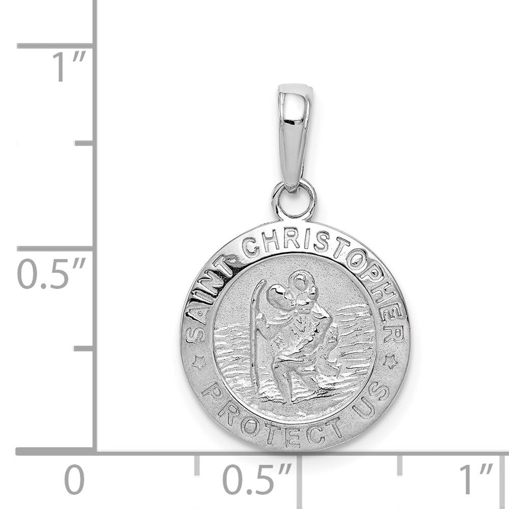 14k White Gold Saint Christopher Medal Charm Pendant for Women
